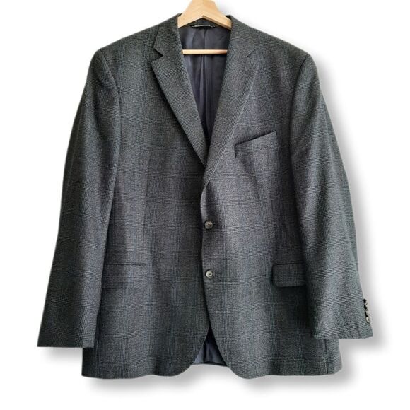 JACK VICTORValuto Italian Fabric Wool Blazer Jacket Glen Check Gray Men's 46